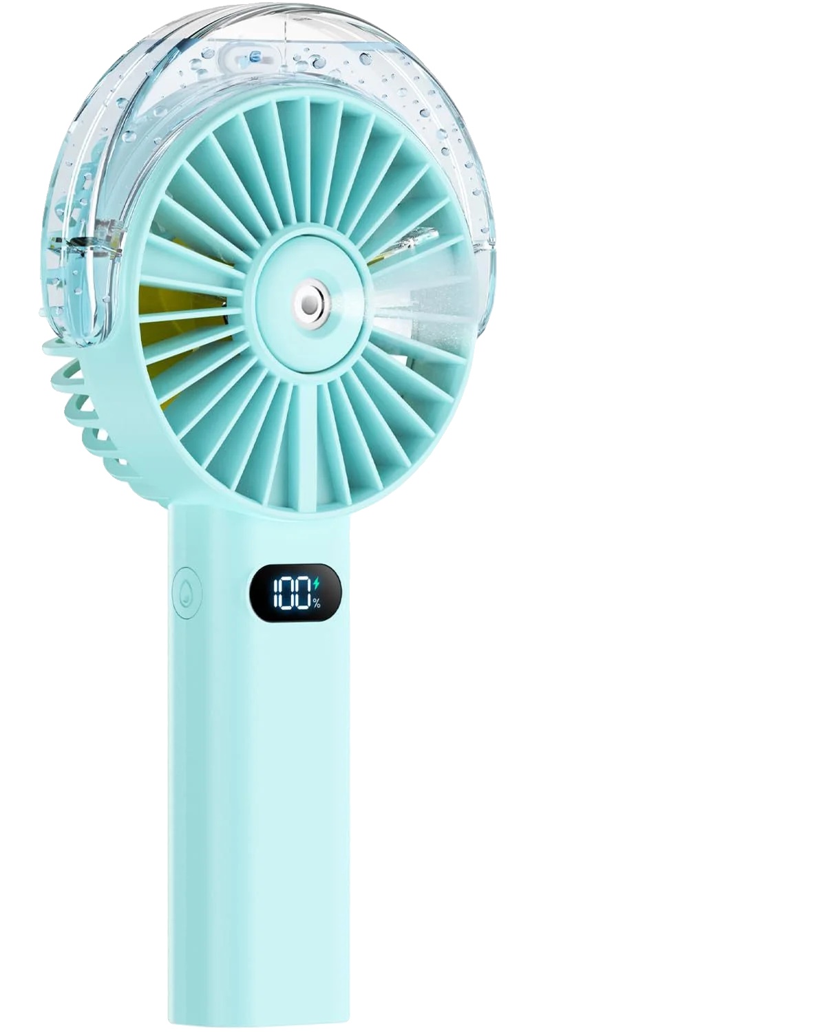 Handheld Mini Ventilator, Hochgeschwindigkeitskühlung, Wiederaufladbare Nebelfunktion, Hellblau