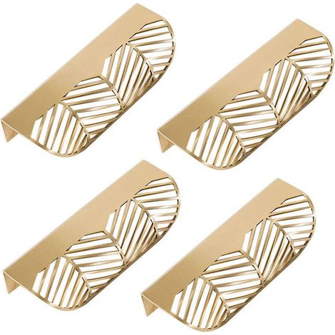 Set Mit 4 Flake-schubladengriffen Aus Messing (117 Mm) Inklusive Schrauben, Kein Bohren Erforderlich, Für Kupfermöbel