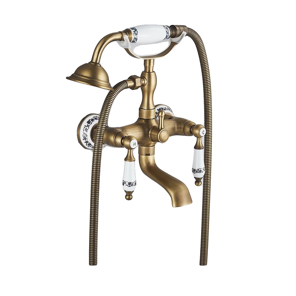 Badewannen-duscharmatur, Antikes Design, Dual-handle-system, Antike Messing B