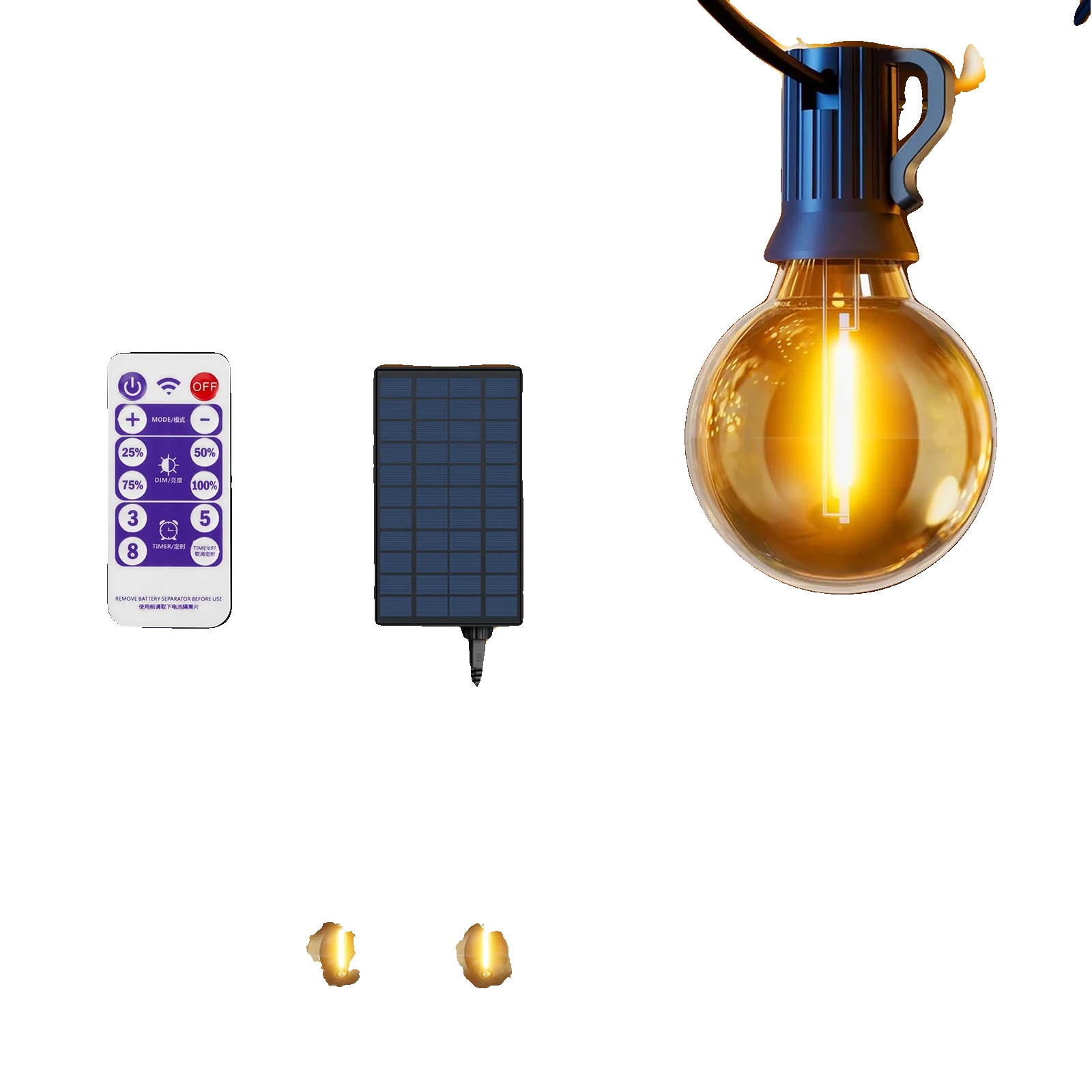 Außenlichter, Solarbetrieben, Mit Fernbedienung, 12m 30 Mit 1 Lichtern