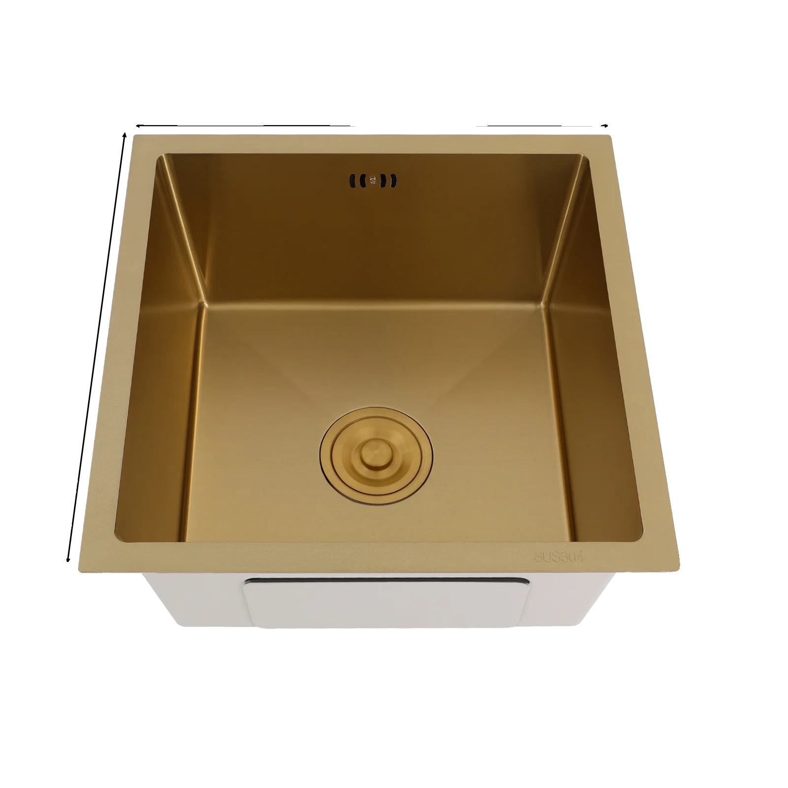 Küchenspüle, Edelstahlmaterial, Einzelbecken-design, Gold 45 45cm