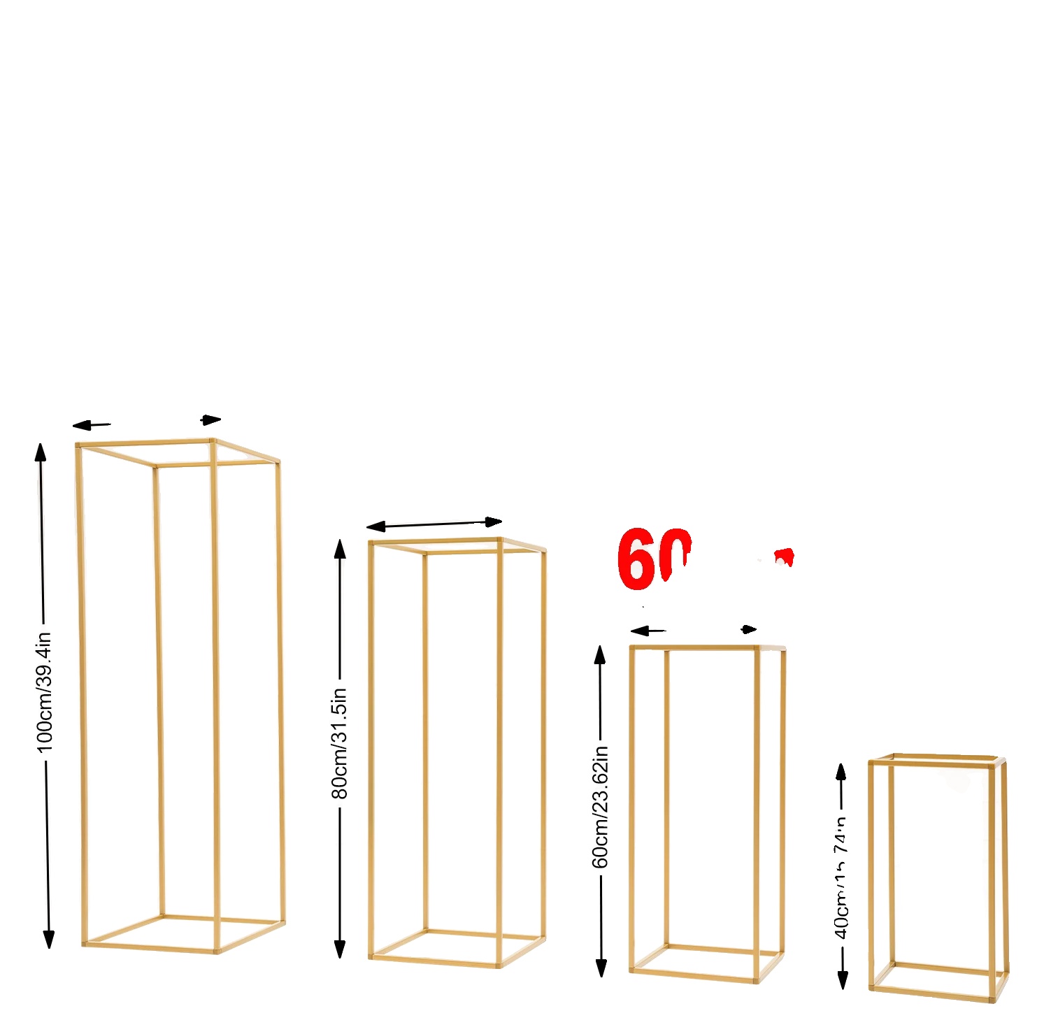 Blumenständer-set, Langlebige Metallkonstruktion, Elegantes Goldfarbenes Finish, Gold, 40 60 80 100cm