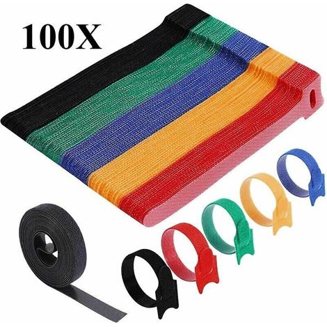 100 Kabelbinder, 15 Cm Lange, Wiederverwendbare Nylon-kabelbinder, Verstellbare Klett-kabelbinder, Kabelaufbewahrungsorganizer In 5 Farben, Von Debuns