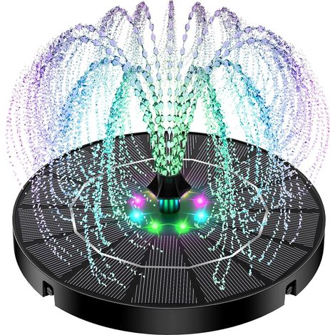 3,5-w-solarbrunnen – 2200-mah-akku – Solar-vogeltränke Mit Springbrunnenfunktion – Bunte Beleuchtung – Automatischer Zyklus – Geeignet Für Den Außenbereich Und Garten