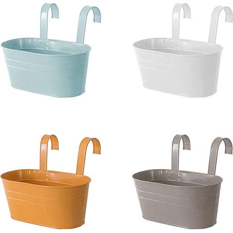 4-teiliges Hängepflanzgefäß-set Aus Metall, Großes 27,5-cm-pflanzgefäß Mit Abnehmbarem Haken, Gartendekoration Für Zuhause (4 Farben), Von Debuns