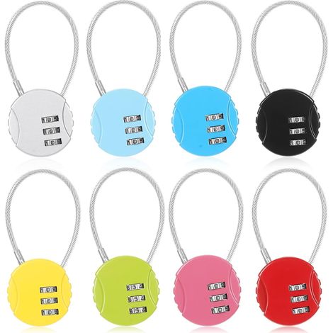 8er-pack 3-stellige Kabelschlösser – Wasserdicht Und Reparierbar – Ideal Für Fitnessstudios, Spinde, Reisen, Rucksäcke Und Koffer (in Verschiedenen Farben Erhältlich)
