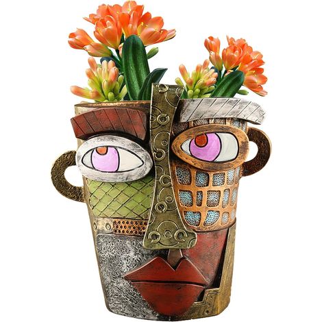 Abstrakte, Gesichtsförmige Pflanzgefäße, Originelle Zimmerpflanzen, Verspielte, Gesichtsförmige Pflanzgefäße, Farbenfrohe Pflanzgefäße Für Gartendekoration Und Künstlerische Dekoration