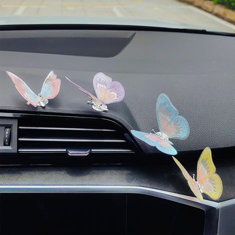 Autozubehör Mit Künstlichen Schmetterlingen, Armaturenbrettdekoration, Hübsche Rückspiegelaccessoires, Kleine Ornamente Mit Gestickten, Mit Den Flügeln Schlagenden Schmetterlingen.
