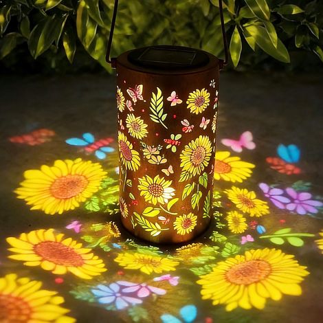 Bunte Solar-hängelaternen – Wasserdicht – Sonnenblumen-design – Led – Außendekoration Für Garten, Terrasse, Rasen Und Veranda