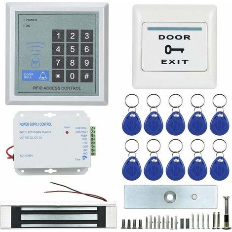 Debuns Rfid-zutrittskontrollsystem-set, Glastüröffner, Elektronisches Magnetschloss, Id-karte, Netzteil