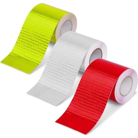 Debuns Reflektierendes Klebeband, 3 Stück, 3 Farben, 5 Cm (3 M) Hochreflektierender Streifen, Sicherheitswarnbandrolle Für Anhänger, Auto, Für Den Innen- Und Außenbereich