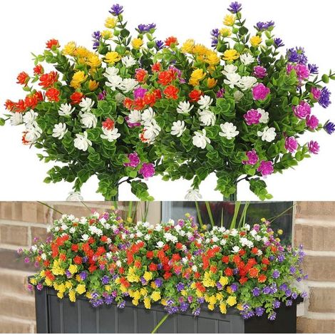 Künstliche Blumen – Realistisches Aussehen – Künstliche Pflanzen – Uv-beständig – 10er-pack – Für Den Innen- Und Außenbereich – Mehrfarbig