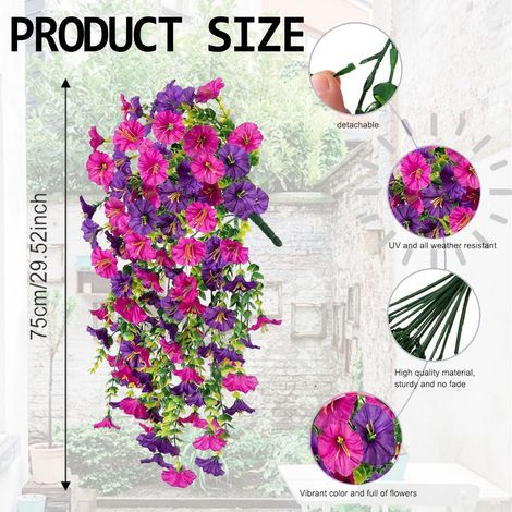 Künstliche Hängewindenblüten, 2er-set Realistische Kunstblumen Für Den Außenbereich, Z. B. Für Hochzeiten, Flure, Gärten, Veranden, Terrassen, Balkone Und Korridordekorationen, In Verschiedenen Farben