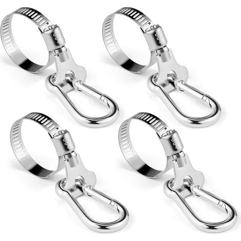 Mastschlaufe Mit Karabiner, 4-teilige Mastbefestigung Aus Edelstahl, Verstellbarer Durchmesser Von 19 Bis 30 Mm, Geeignet Für Gärten, Boote, Yachten, Lkws, Quads