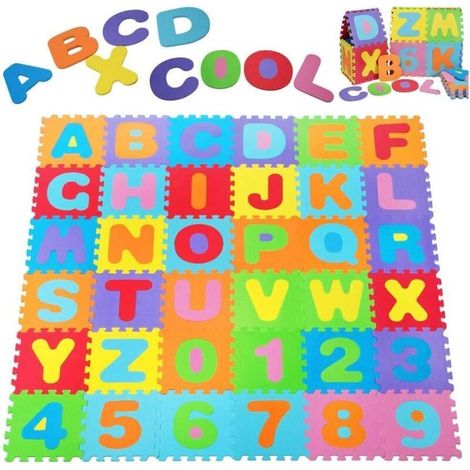 Schaumstoff-spielmatte Für Kinder (36-teiliges Set) Mit Ineinandergreifenden Bodenfliesen, Buchstaben Und Zahlen...debuns