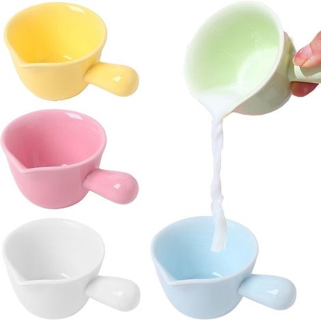 Set Aus 5 Kleinen Porzellan-milchkännchen Mit Henkeln – Espressokännchen – Milchaufschäumer Für Cappuccino Und Latte – Espressoaufschäumer Und -ausgießer