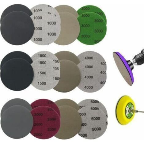 Set Mit 24 Selbstklebenden 75-mm-schleifscheiben – 6 Körnungen 1000/1500/2000/3000/4000/5000 – Für Nass- Und Trockenschleifen – Strapazierfähiges Schleifpapier