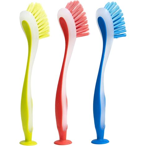 Set Mit 3 Spülmaschinenbürsten Mit Griffen – Weiche Spülmaschinenbürste 23 X 3,5 Cm – Küchenbürste Mit Saugnapf