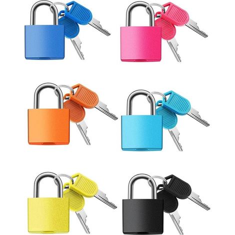 Set Mit 6 Mini-gepäckschlössern Inklusive Schlüsseln, Farbige Schlösser Für Koffer, Rucksäcke, Laptoptaschen Und Werkzeugkästen.