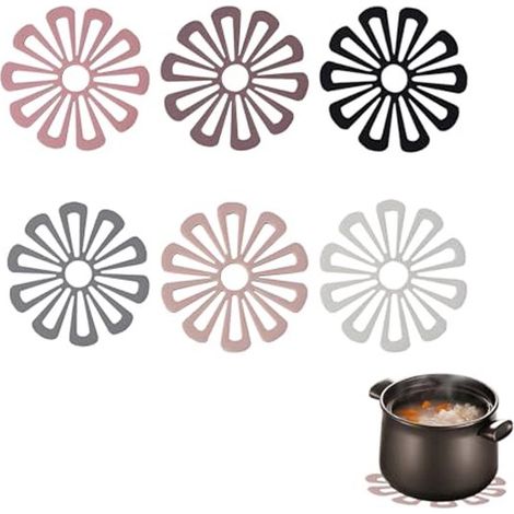 Silikon-untersetzer Und Ofenhandschuhe – 6-teiliges Set. Hitzebeständige Untersetzer. Multifunktionale Untersetzer. Durchbrochenes Design. Rutschfeste Und Dekorative Untersetzer.