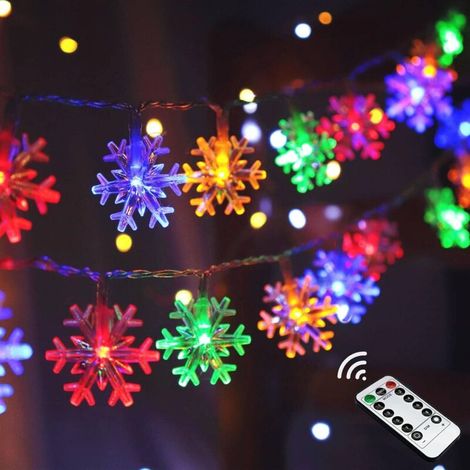Solarbetriebene Schneeflocken-lichterkette – 8 Leuchtmodi – Wasserfest – Ideal Für Hochzeiten Und Partys (bunt) – 12 Meter, 100 Lichter