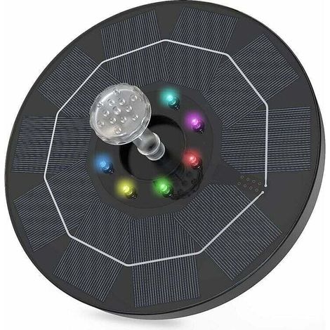 Solarbrunnen, Solar-vogelbadbrunnen Mit Led-beleuchtung (3,5 W), Eingebautem 1500-mah-akku Und 8 Leds