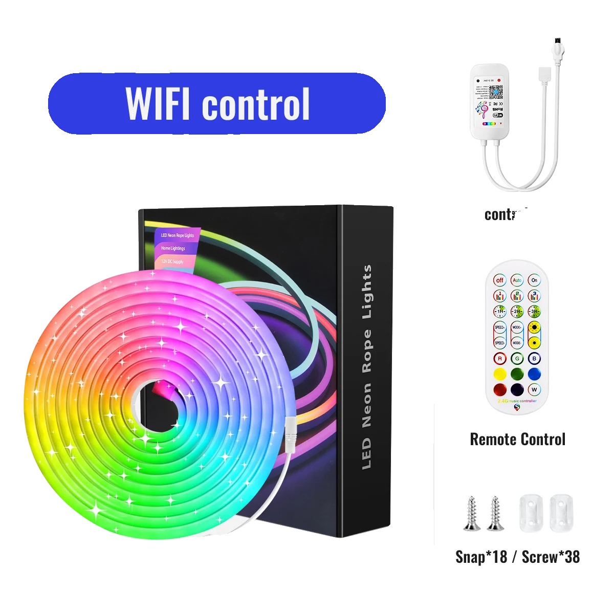 Led-seillichter, App-steuerung, Musik-synchronisation, Wifi, Eu, 10m