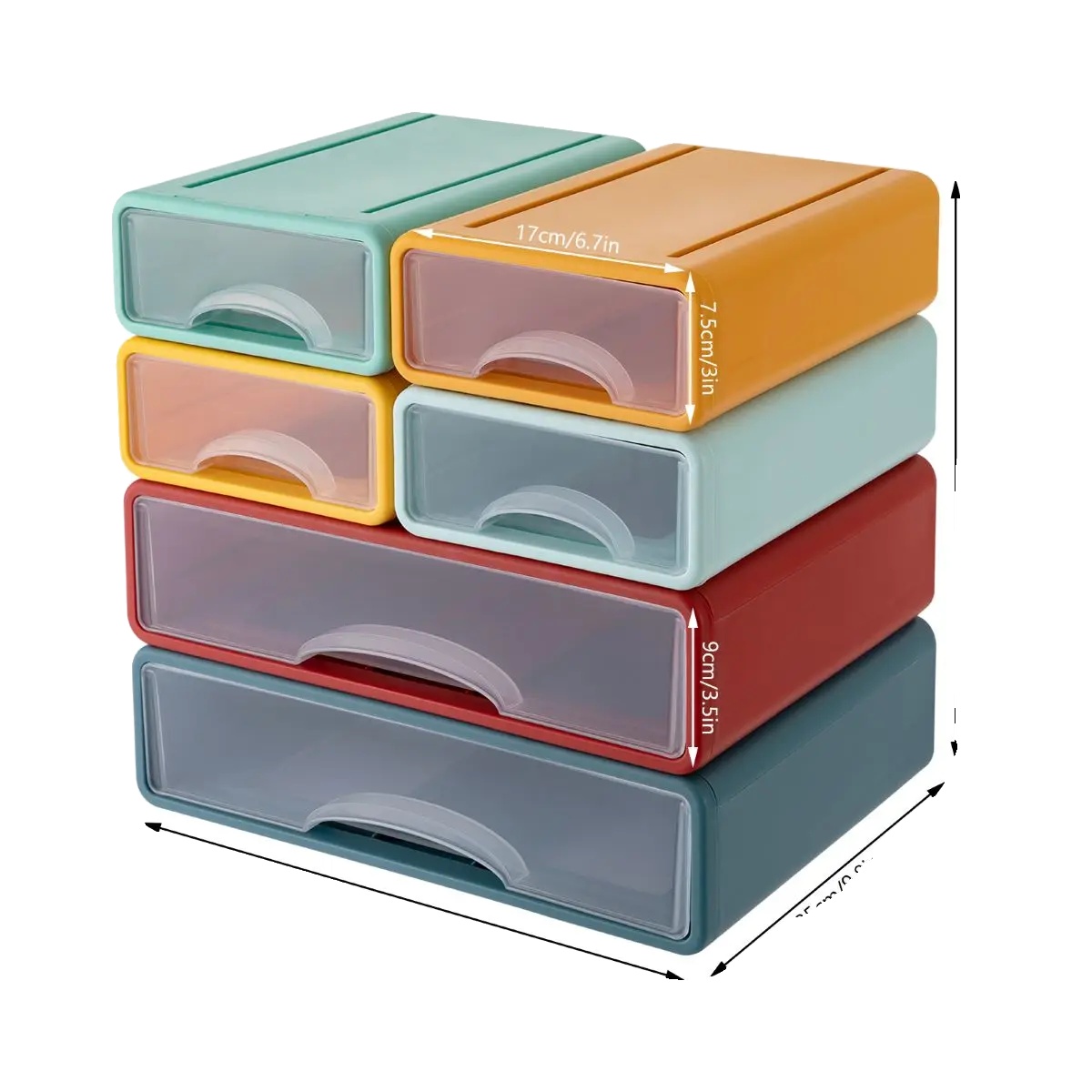 Schreibtischorganizer, 6 Schubladen, Transparentes Design, 6-schublade