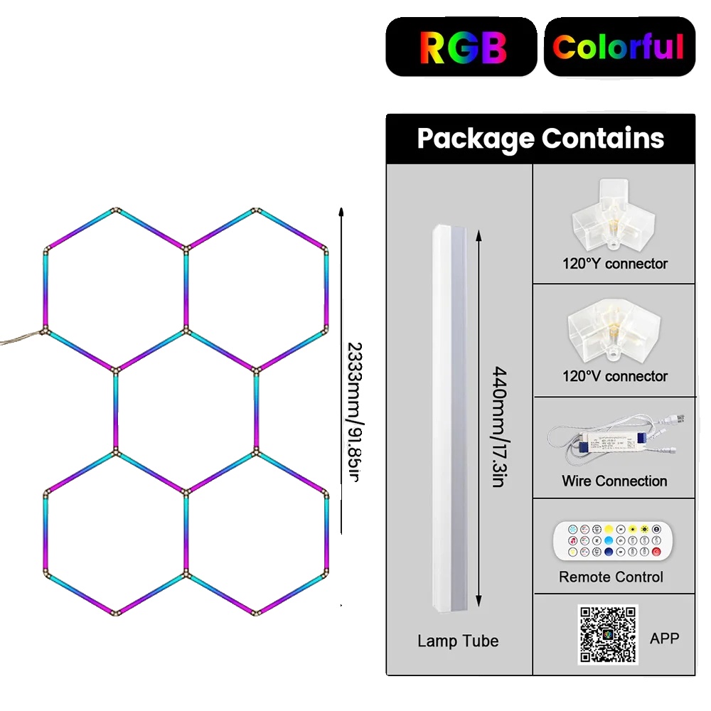 Led-licht, Sechseckiges Design, Bluetooth-steuerung, 5-loch