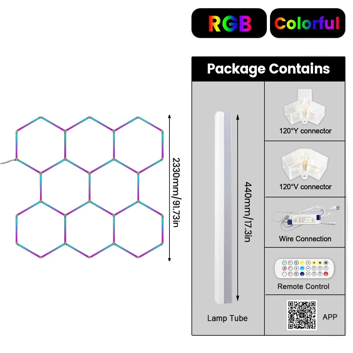 Led-licht, Sechseckiges Design, Bluetooth-steuerung, 8-loch