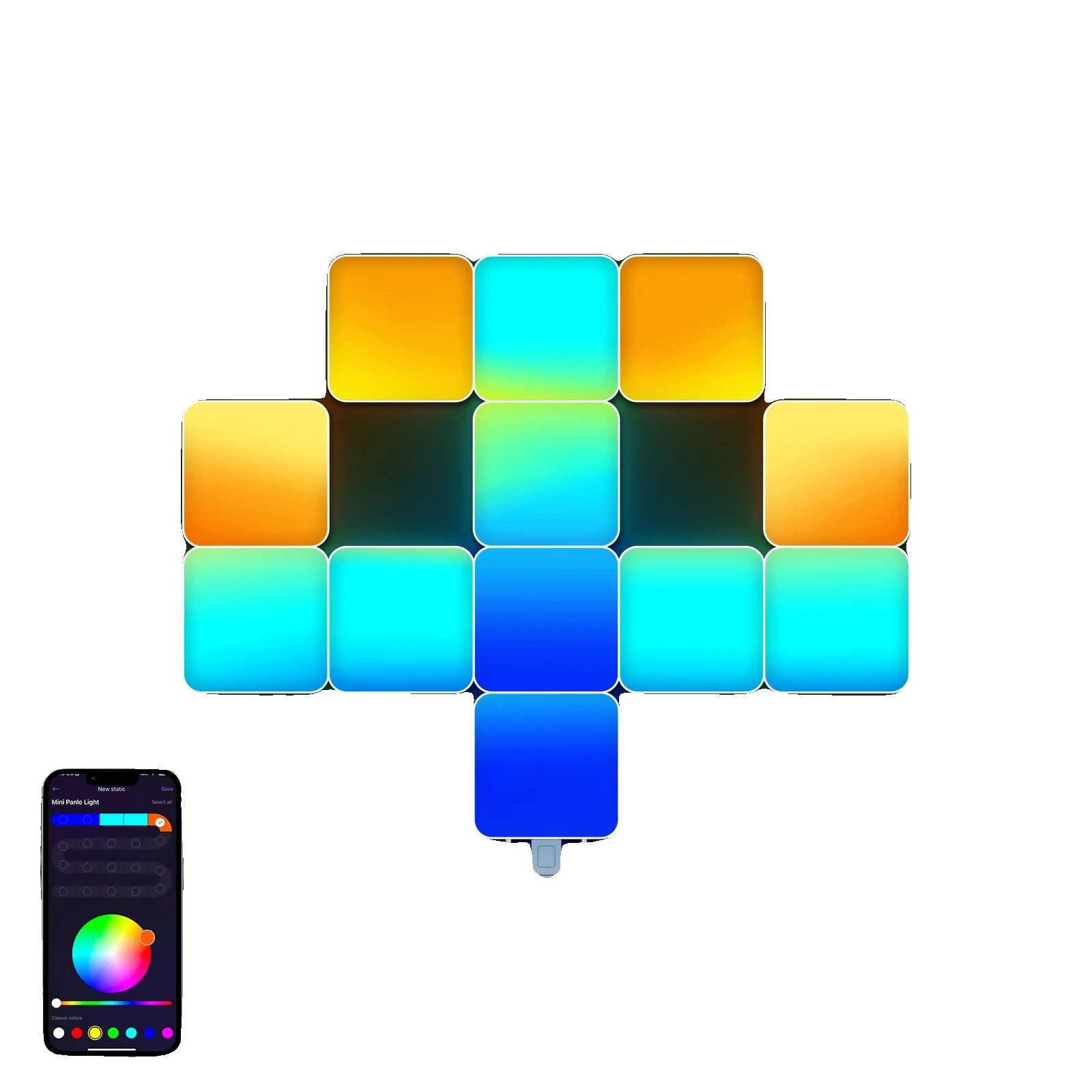 Panellichter, Musik-synchronisation, Smarte Steuerung, Quadratische Lampe 12pcs