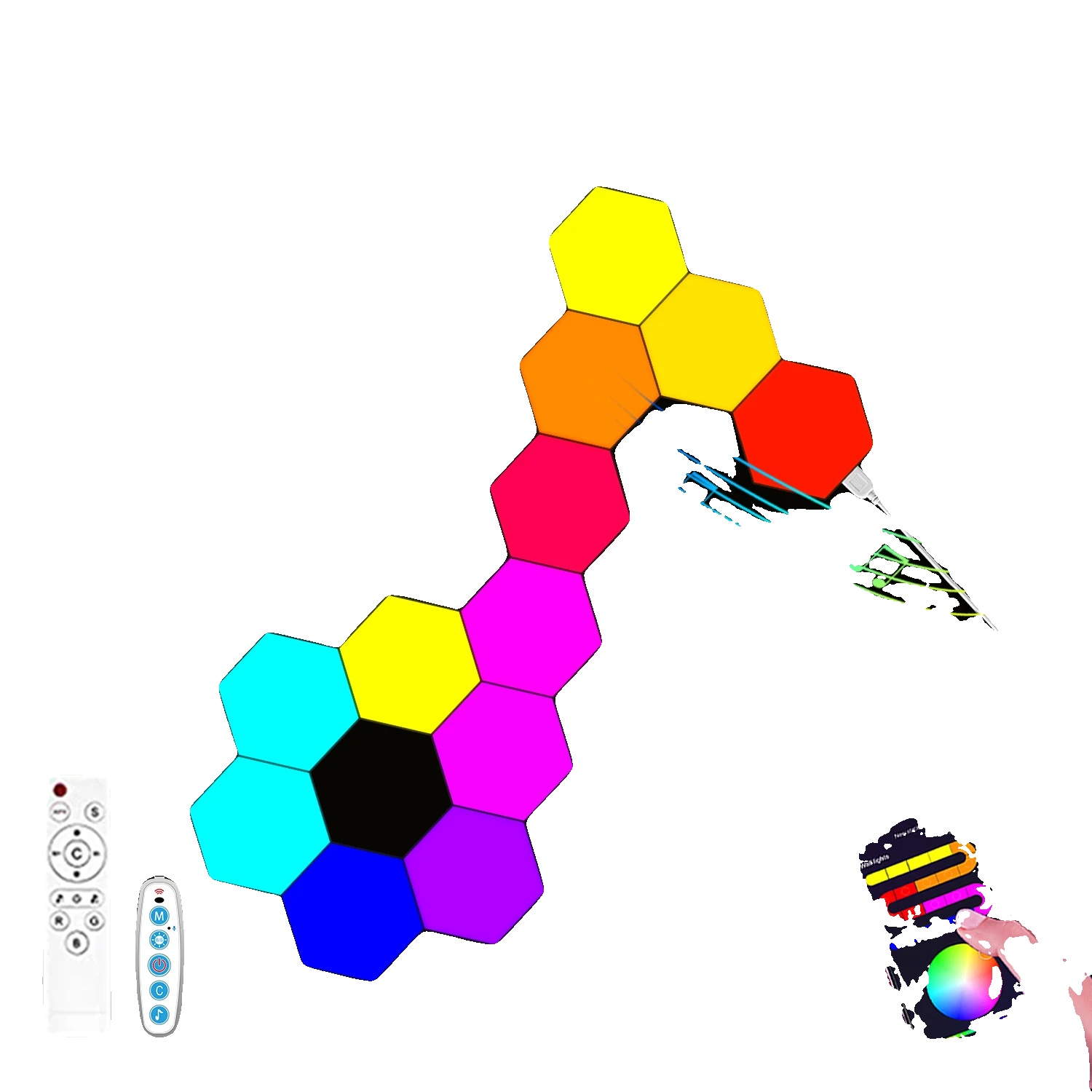 Nachtlicht, Rgb-farbenwechsel, Musik-synchronisation, 12pcs
