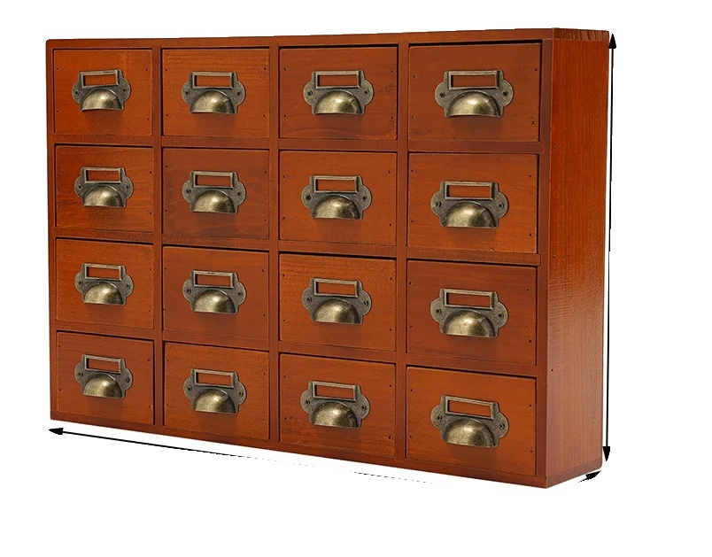 Aufbewahrungsschrank, Vintage-design, 16 Fächer, Braun