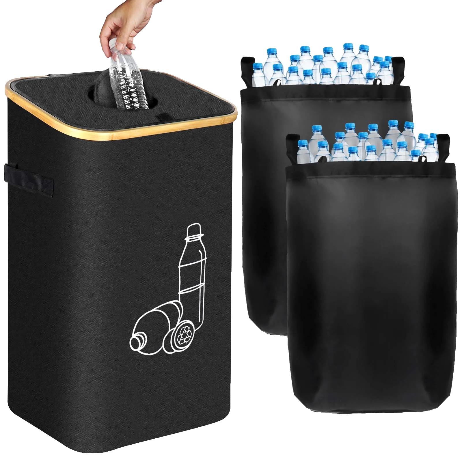 Recyclingbehälter, Verstecktes Klappdeckeldesign, Langlebige Konstruktion, 100l