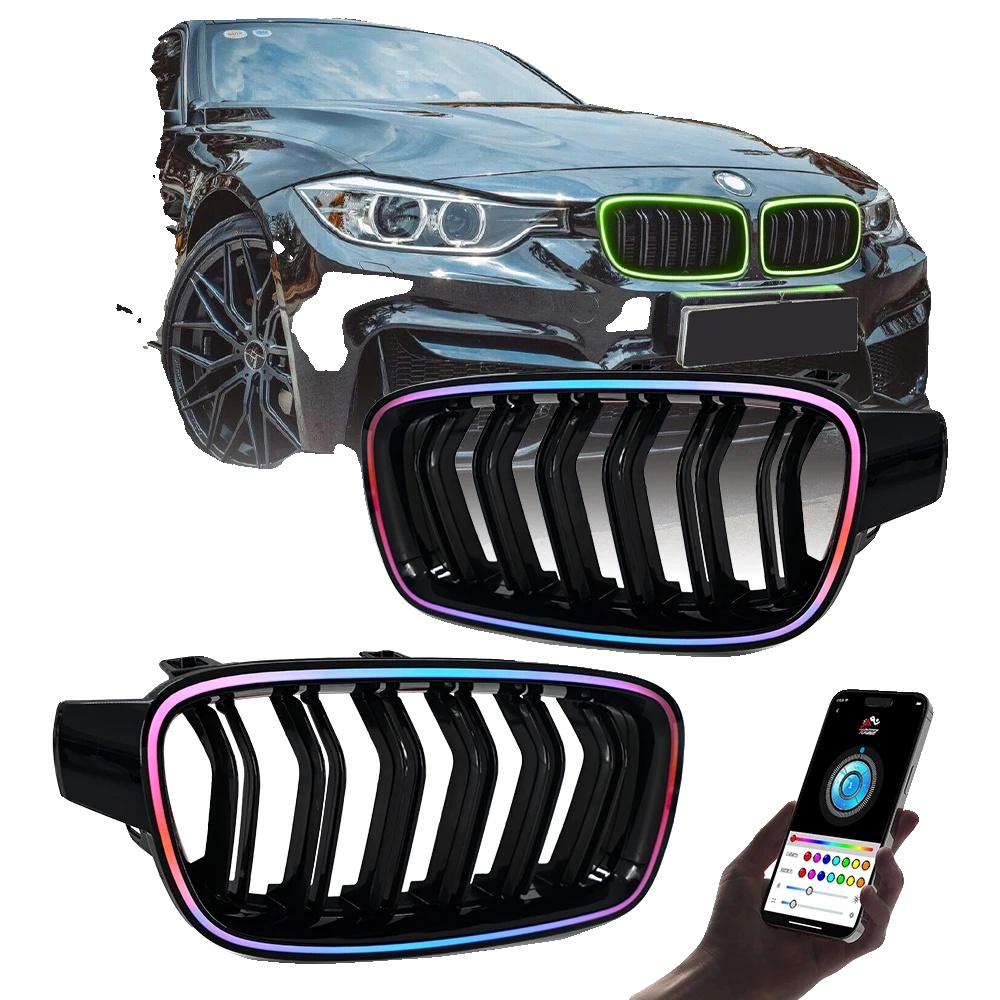 Grille Light, Rennsportdesign, Passgenau Für Luxuslimousine 3er Reihe F30, Rgb Steuerbar