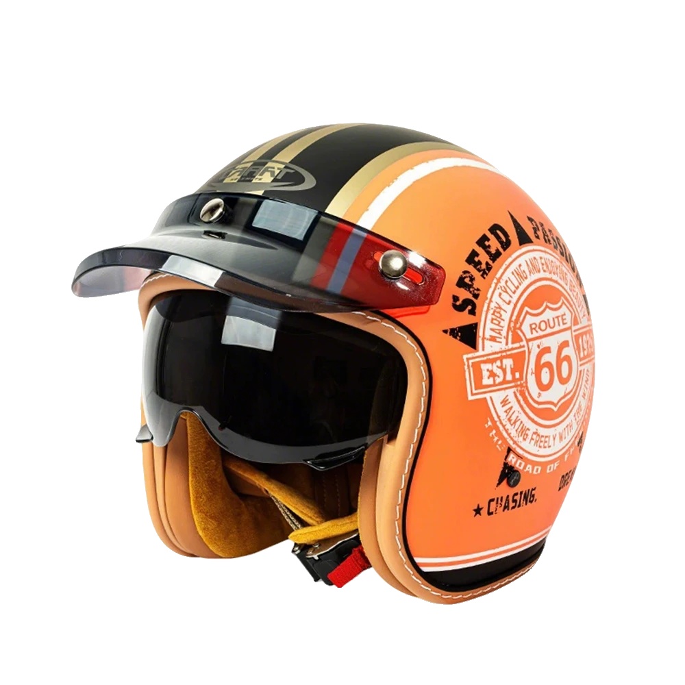 Offene Motorradhelm, 3c-zertifiziert, Leichtes Design, Orange-a, M