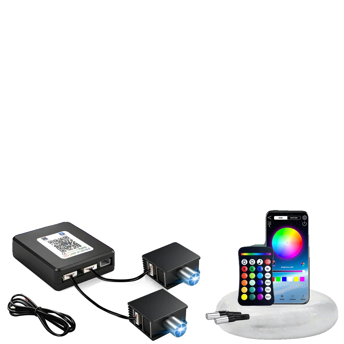 Glasfaserlichter, Intelligente App-steuerung, Mehrere Leuchtende Effekte, Rgbw-b, Paket D