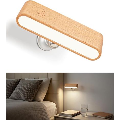 Led-wandleuchte Aus Holz – 360° Drehbare Magnetische Nacht- Und Leselampe – Kleine, Wiederaufladbare Nachtleuchte – Geeignet Für Schlaf- Und Wohnzimmer – Naturholzfarbe