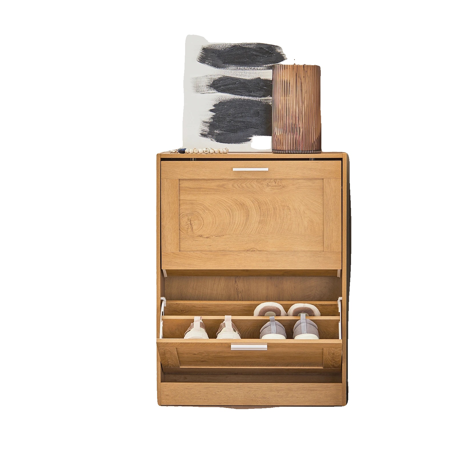 Schuhschrank, Kompaktes Design, Verstellbare Regale, Natur