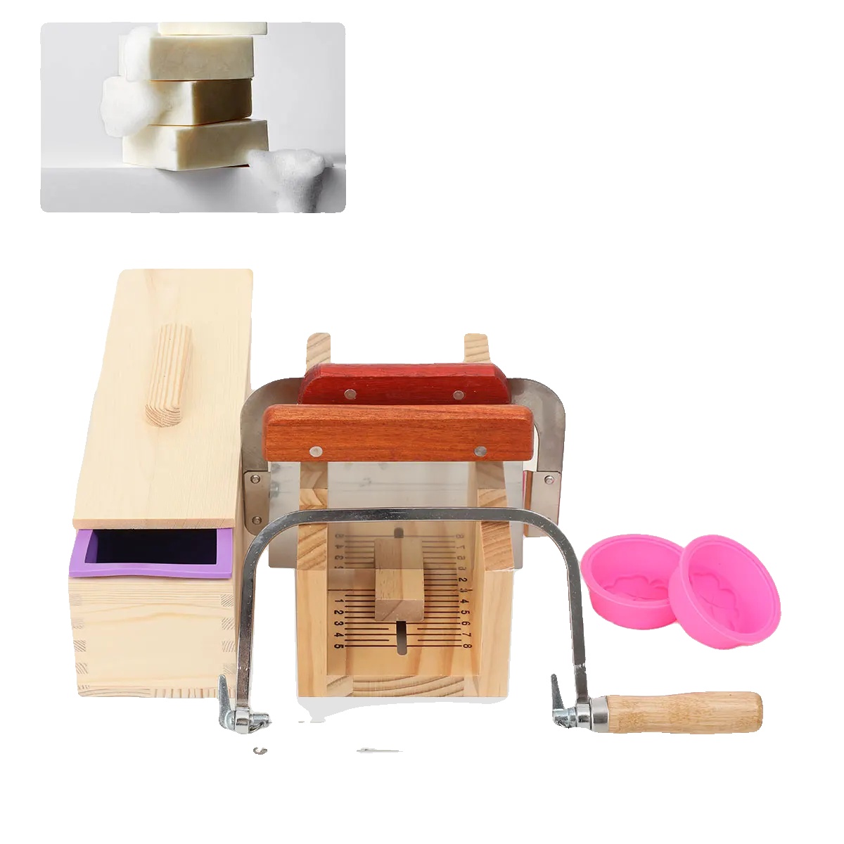 Seifenform-set, Einstellbare Schnittstärke 1,5 Mm-2,5 Mm, Silikon- Und Holzmaterial, 1,4 L Kapazität, Temperaturbeständigkeit -40 °c Bis 230 °c,
