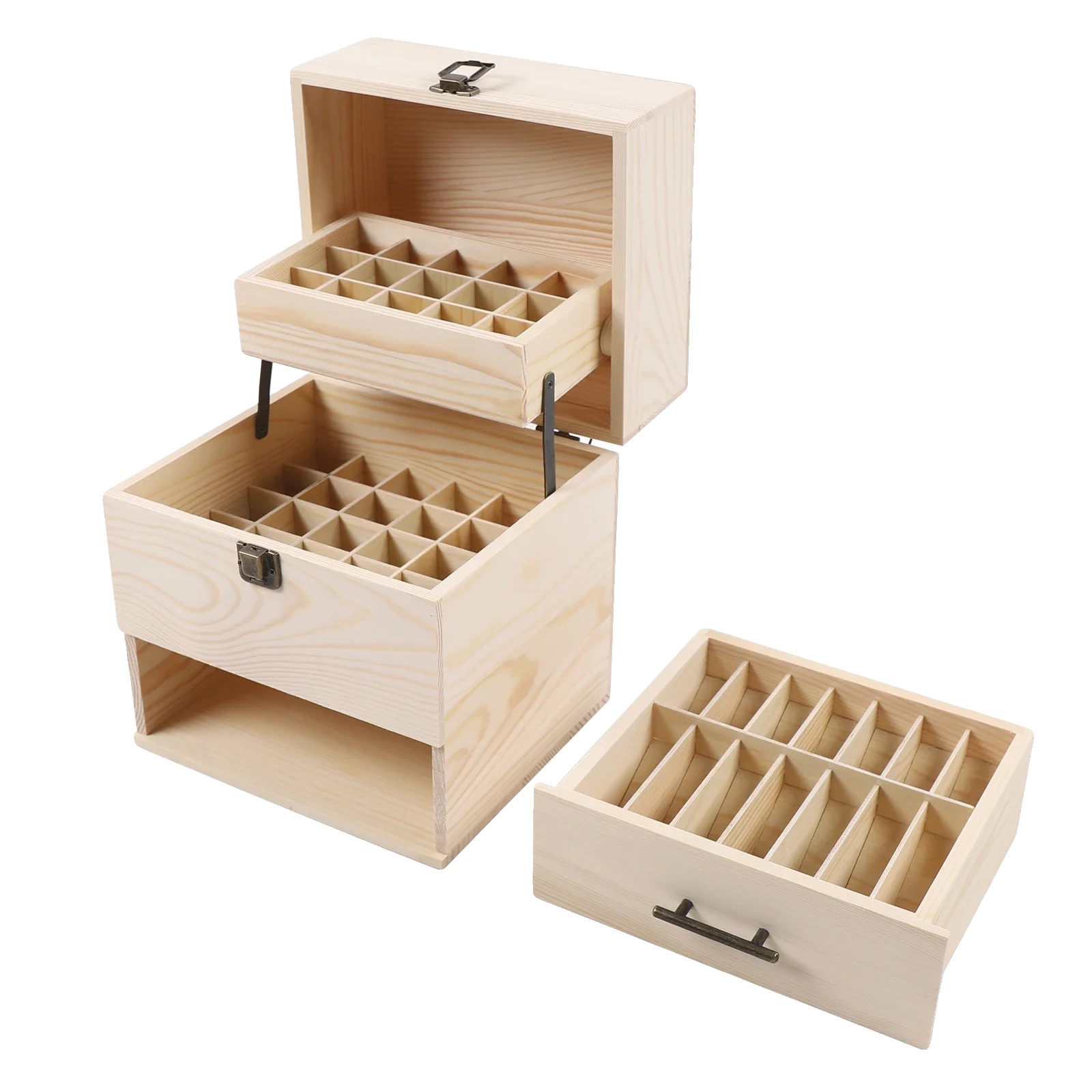 Ölflaschen-organizer, 3 Ebenen, 59 Fächer, Holzfarbe