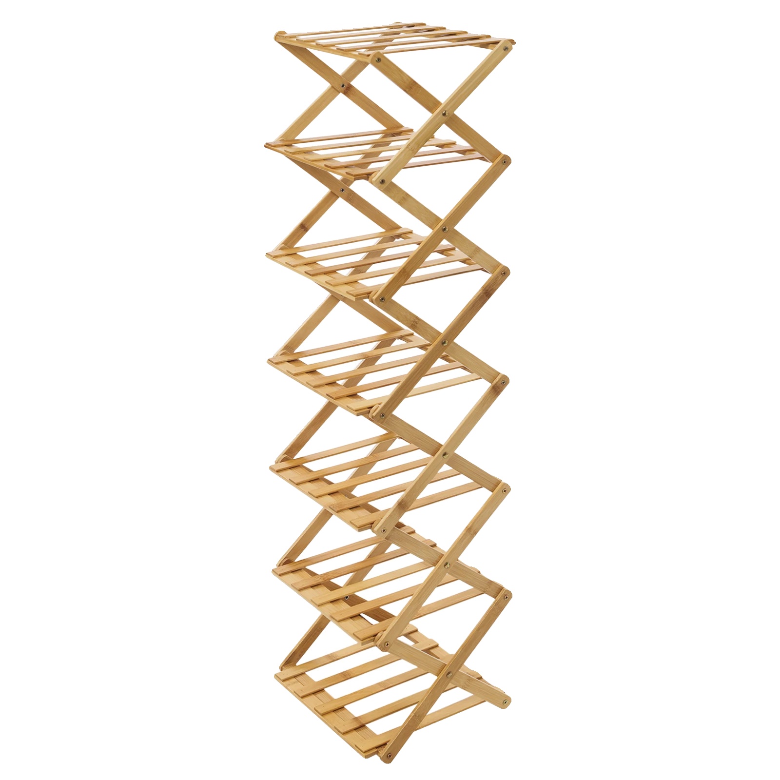 Schuhregal, 7-stufiges Design, Langlebige Bambus-konstruktion, Logfarbe