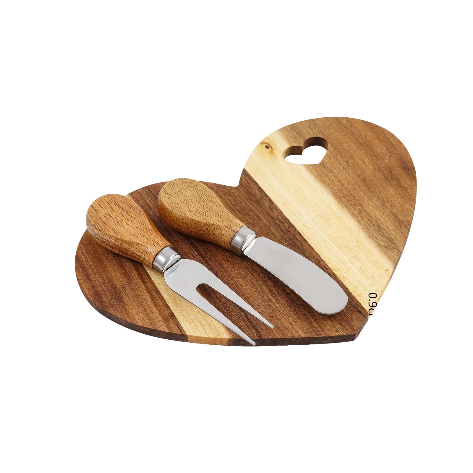 Käsebrett-set, Herzform, Langlebige Materialien, Natürliche Holzfarbe