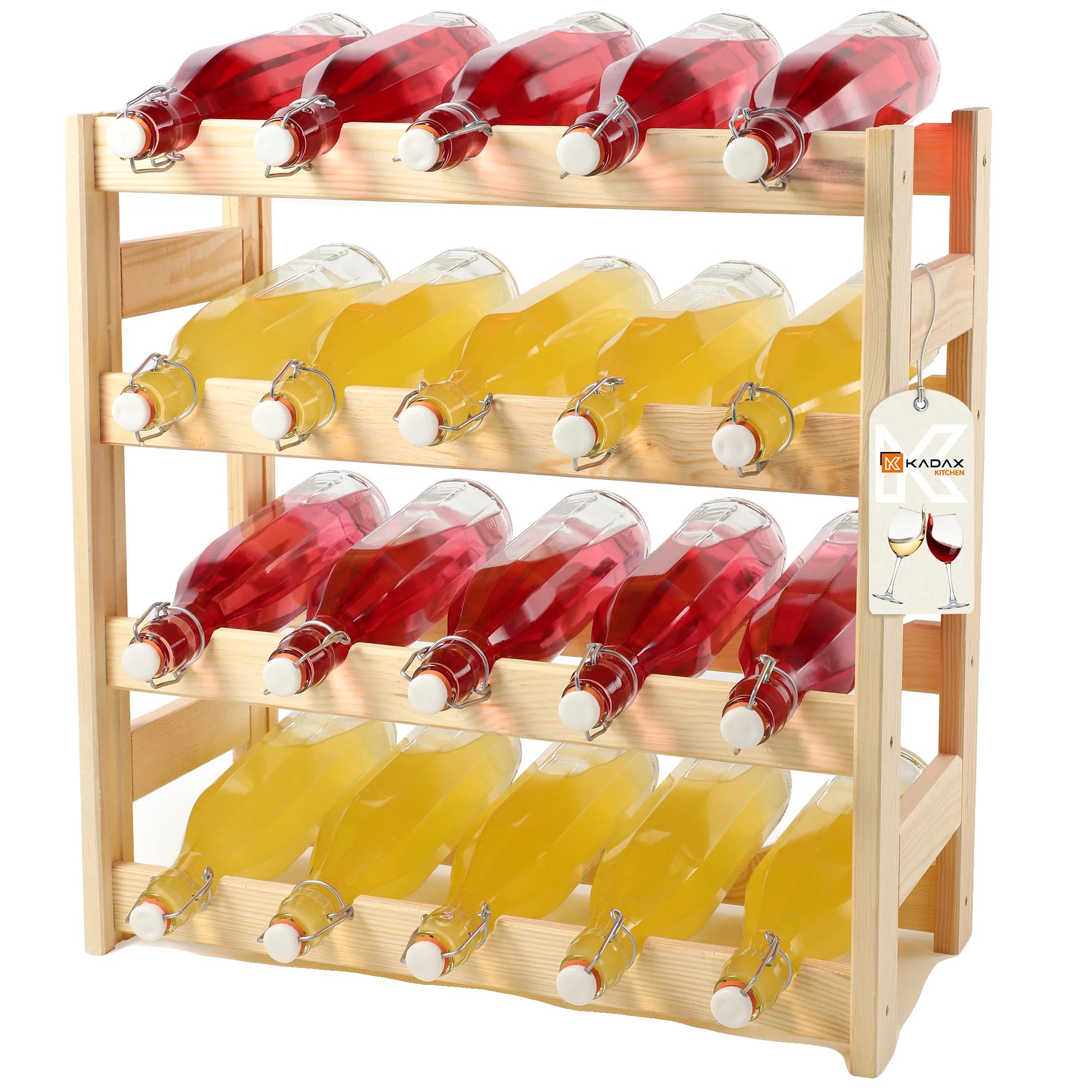 Weinregal, Kiefernholz, Platz Für Bis Zu 20 Flaschen, 65 X 40 X 103 Cm, Stabile Konstruktion, Einfach Zu Montieren