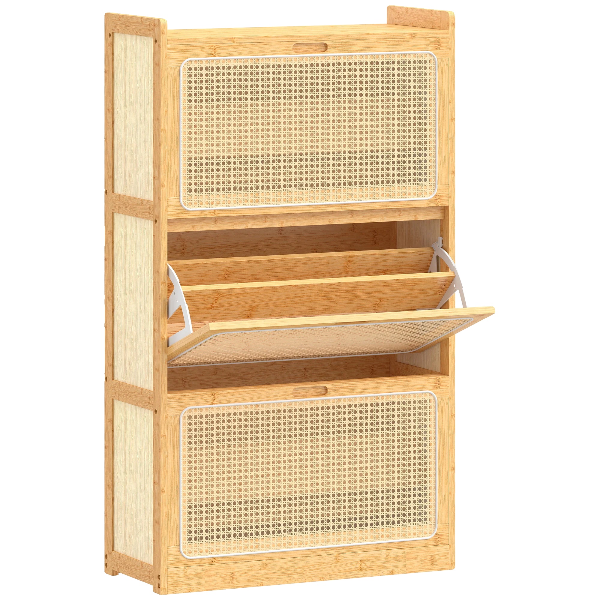 Schuhschrank, Verstellbare Regale, Platzsparendes Design, Natürlich