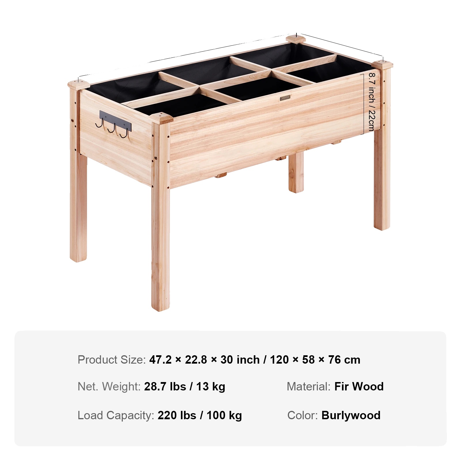 Gartenbeet Pflanzkasten, Erhöhtes Design, Robuste Holzbauweise, Typ B