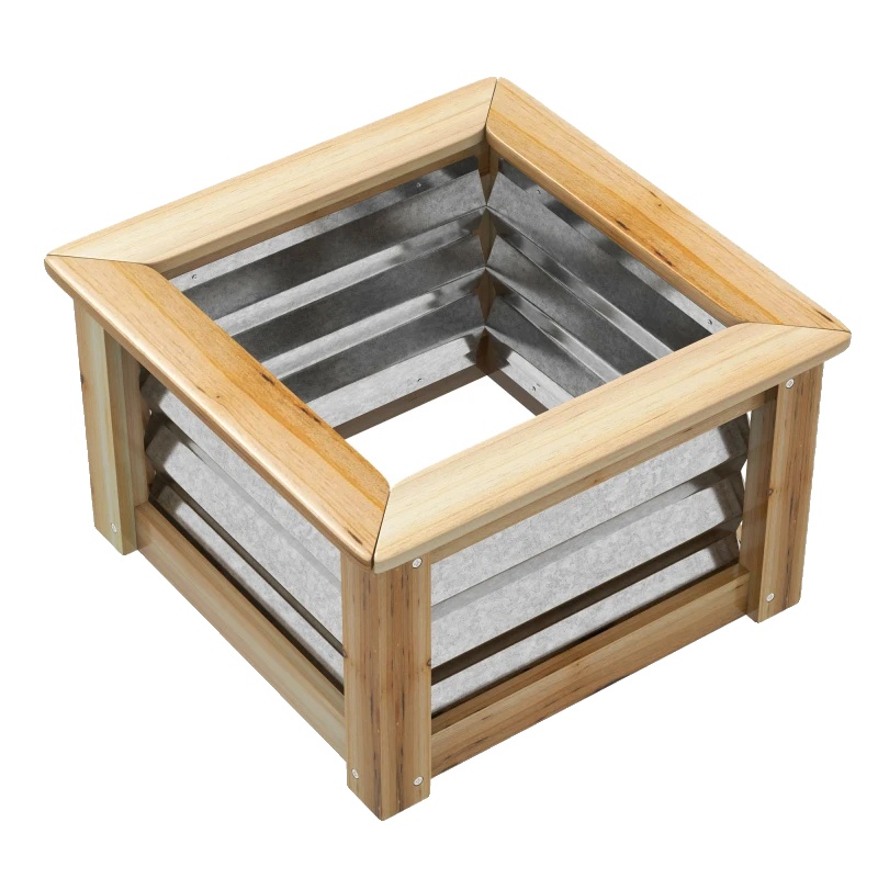 Pflanzbox, Holz- Und Metallkonstruktion, 45l X 45b X 30h Cm, 35 Cm Pflanzfläche, 37 Liter Kapazität, Offenes Bodendesign