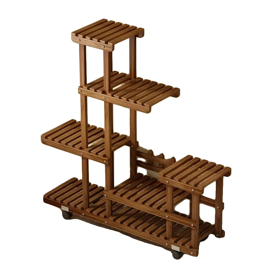 Blumenregal, 6-stöckiges Design, Robuste Kiefernholzkonstruktion, Naturholz