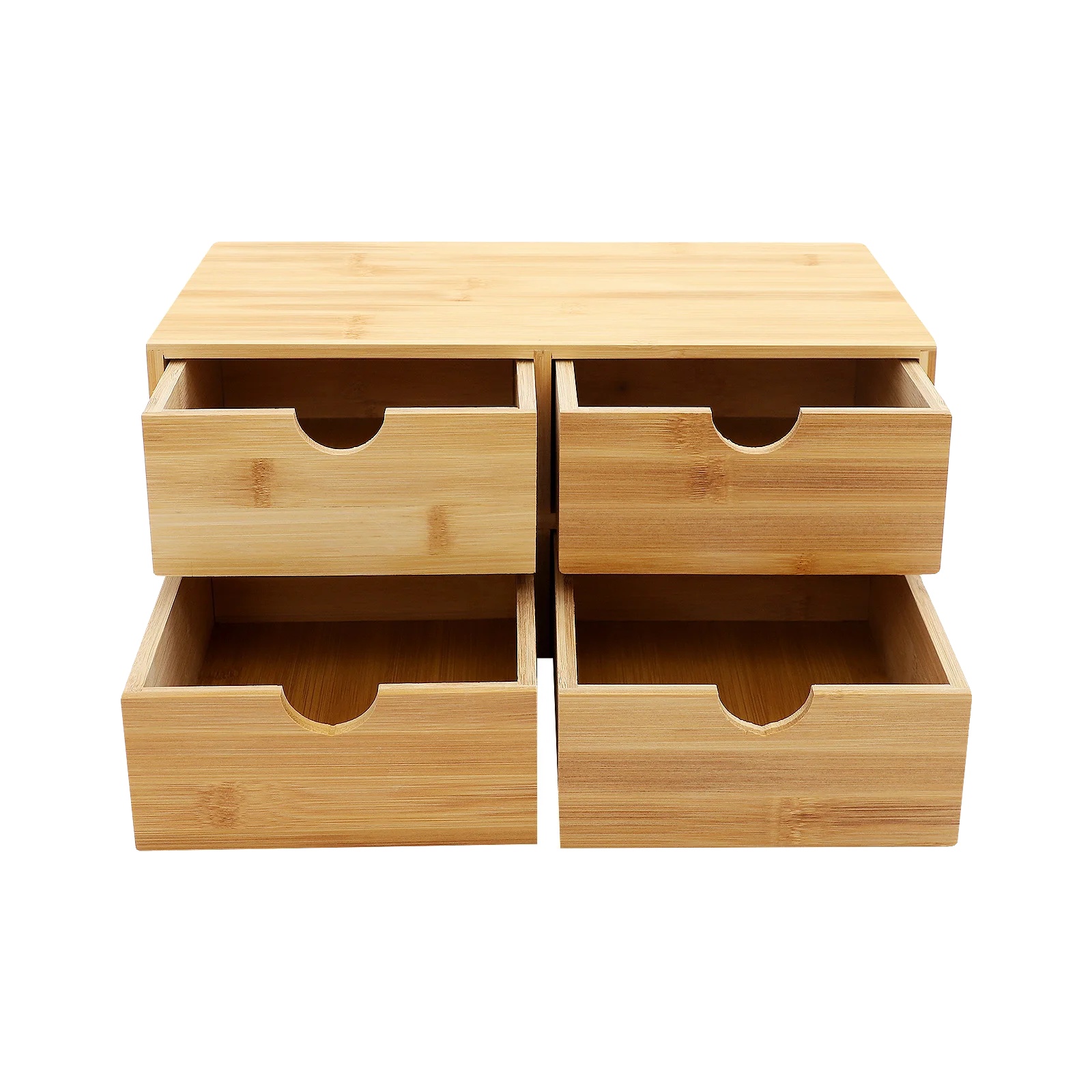 Schreibtischorganizer, 4 Schubladen, Stilvolles Bambusdesign, Holzfarbe