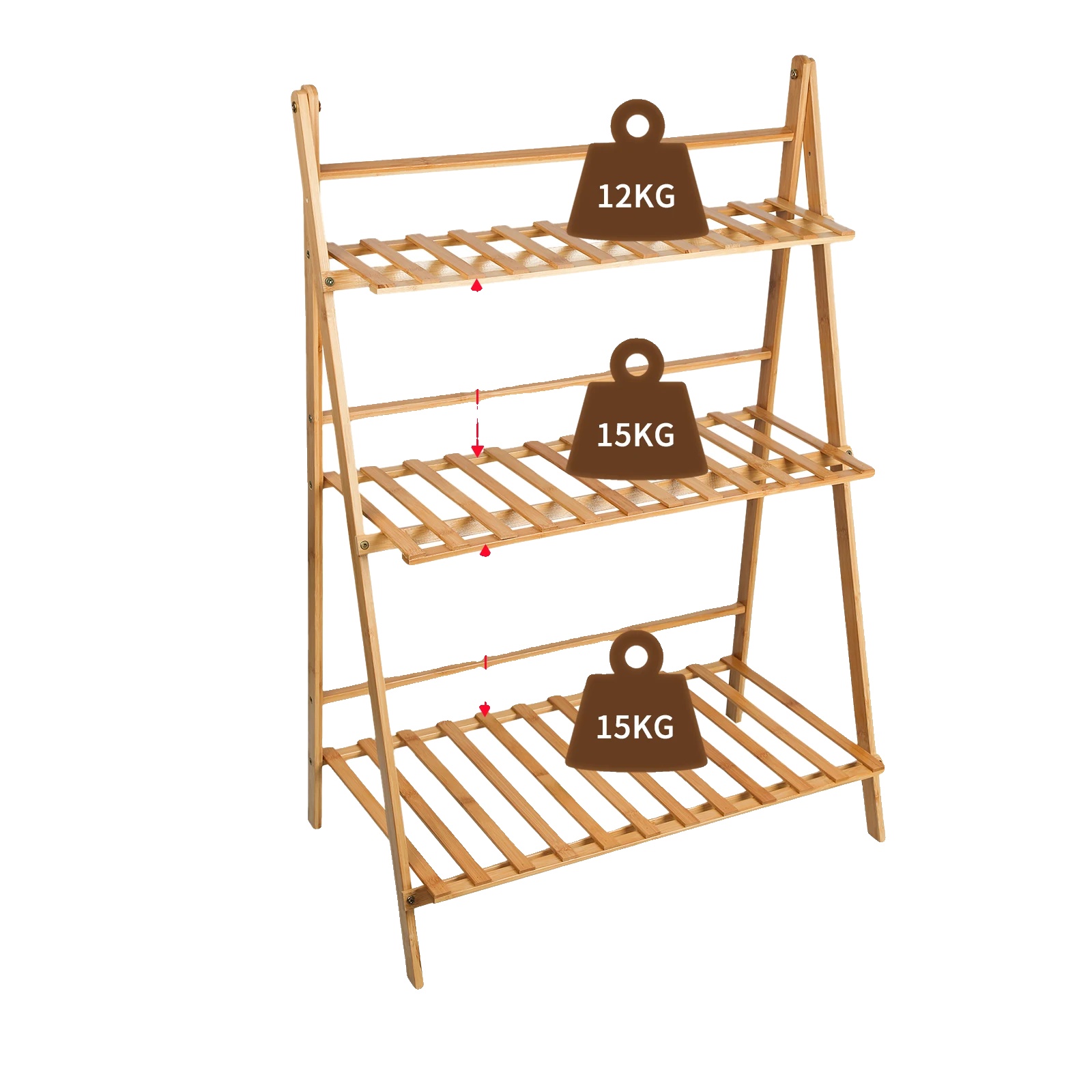 Regaltreppe, Bambusmaterial, Vielseitige Aufbewahrungslösung, Natürliche Holzfarbe